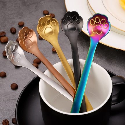 2/4-piece funny cat paw teaspoon set – add a playful touch to your coffee or tea time