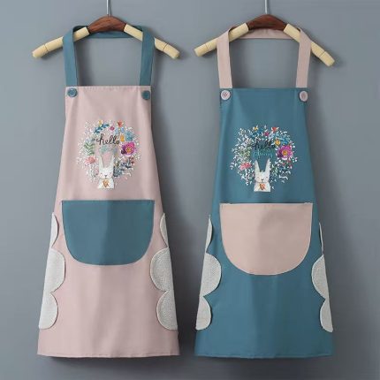 2023 new wipeable waterproof kitchen apron for women: oil-proof apron for baking, cooking, and table vegetable preparation