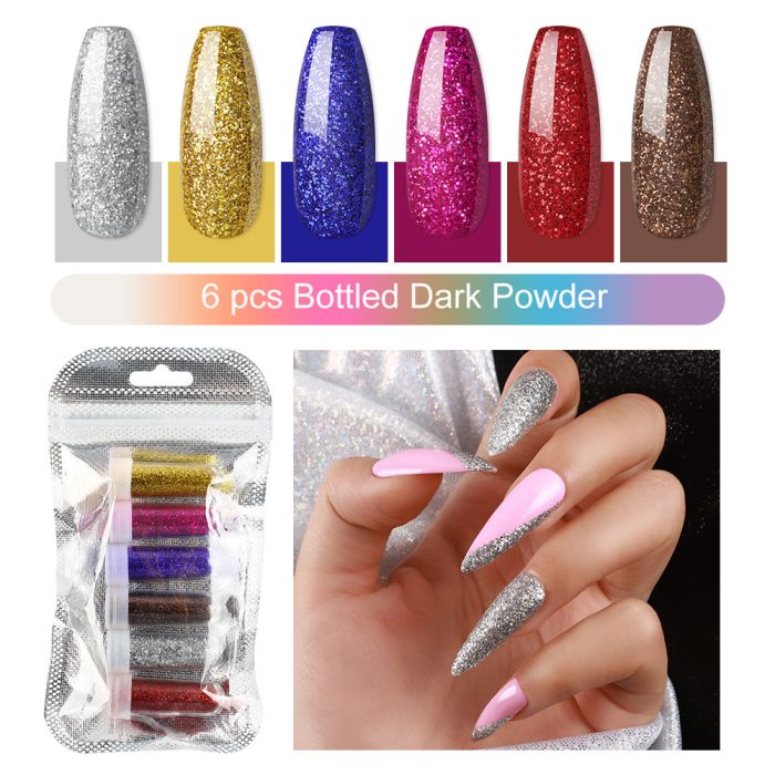 Nail art set wholesale crystal nail set nail art novice 12 color glitter powder base color crystal powder tool set