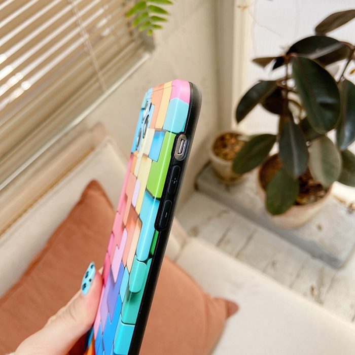 Colorful block phone case for iphone 12 mini 11 13 pro max fashion creative se 2020 7 8 plus x xr xs soft silicone protect cover