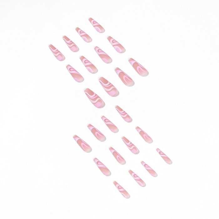Rose color matching line press on nail fake nail patch wearing nail finished product