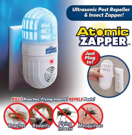 White ultrasonic soundwaves electronic mosquito pest killer insect trap atomic bug sonic zapper cockroach repeller