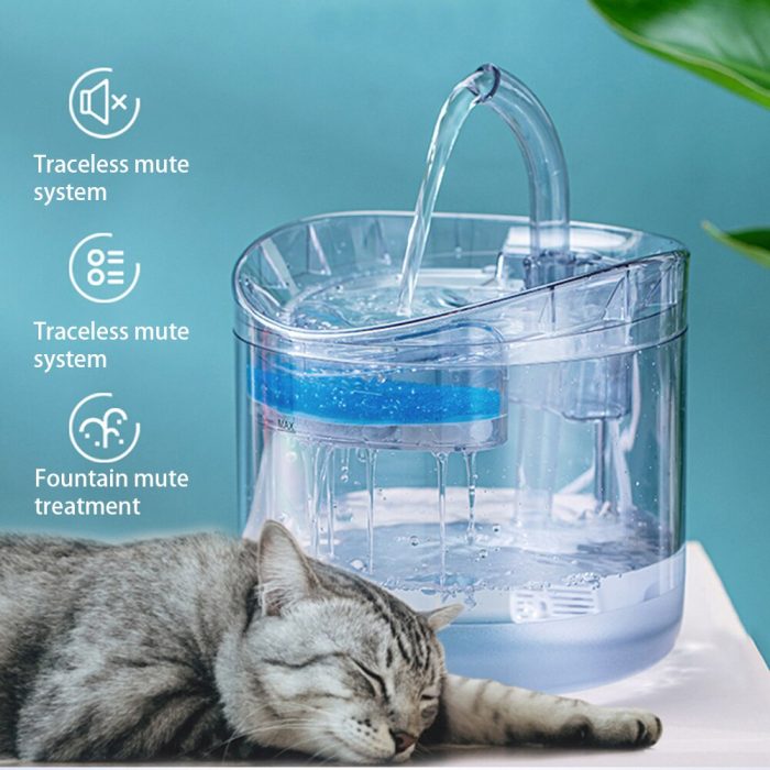 2l intelligent cat water fountain – transparent dog water dispenser with motion sensor and filters, ideal for pet drinking