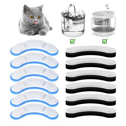 Activated replacement filters for cat water fountain – keep your pet’s water fresh with 3/6/12pcs pack options