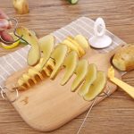 Stainless steel potato slicer with 3 string rotate design – spiral cutter for creative potato slicing
