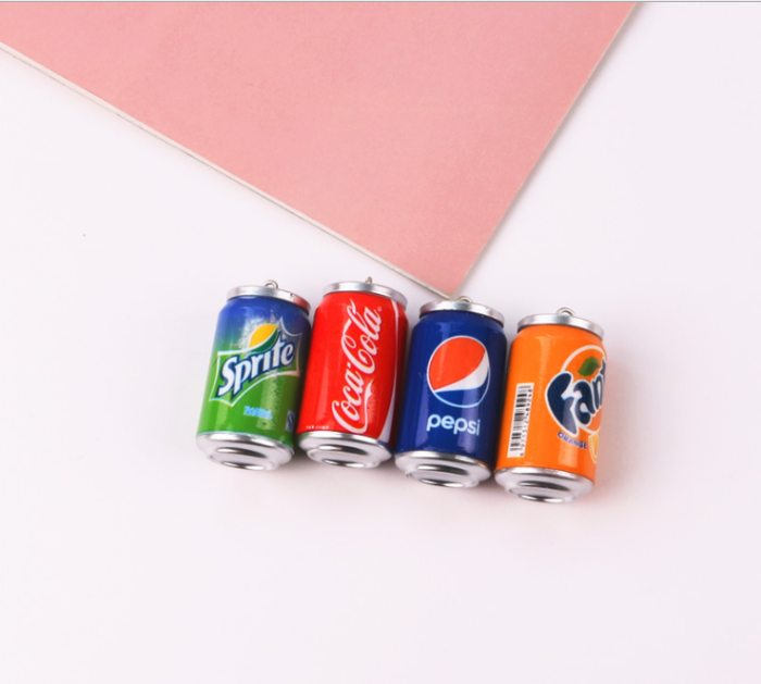 5pcs mix colors cute 3d plastic imitation drink cans miniature food art supply diy decoration charm craft,23*40mm