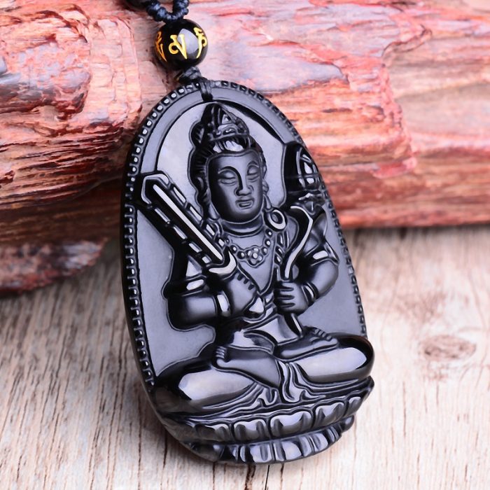 Black obsidian six stars lucky amulet  love natural stone pendant  necklace  for women men  love crystal pendulum jewelry