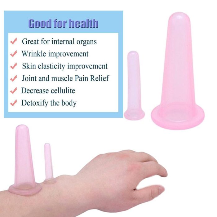 2pcs/set silicone  jar vacuum cupping cans for body face neck massage suction cans anti cellulite cupping cups set health care