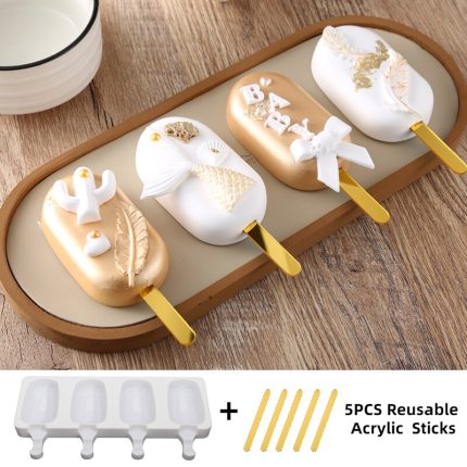 Make delicious homemade ice cream and popsicles with our 4/8 cell silicone popsicle mold – comes with 5pcs acrylic sticks – perfect for kids and family fun