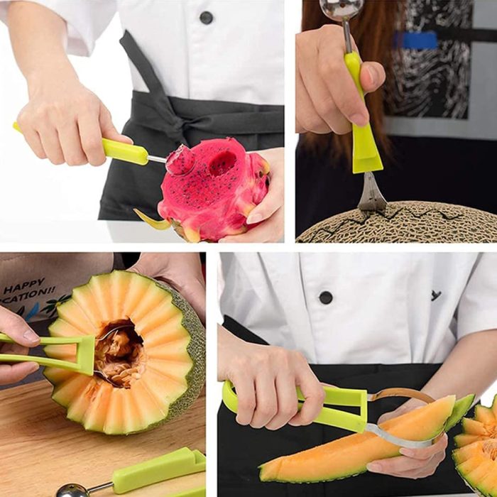 4-in-1 melon cutter & carving tool – effortlessly create beautiful fruit displays