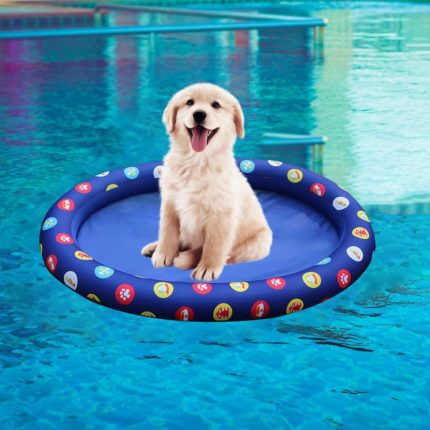 House print inflatable floating pool raft for pet dogs – water play cushion for summer fun