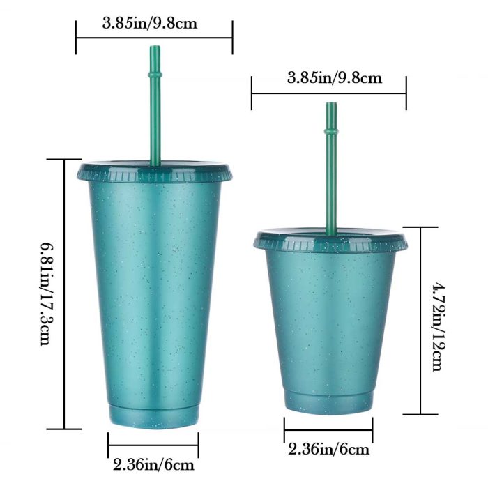 480ml/700ml glitter mug with straws for girls