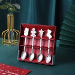 Christmas tableware set: 4 stainless steel coffee spoons and dessert spoons – perfect gifts for new year 2022 and merry christmas