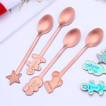 Christmas tableware set: 4 stainless steel coffee spoons and dessert spoons – perfect gifts for new year 2022 and merry christmas