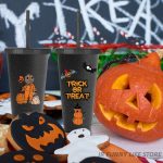 Spooky black tumbler with halloween stickers – glittery and reusable – perfect for girls’ drinkware sets