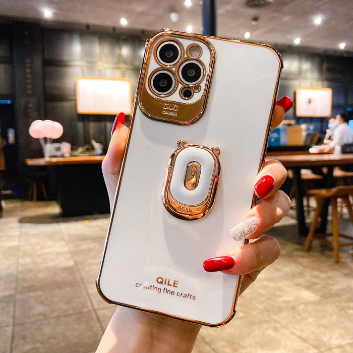 Boucho luxury electroplating phone case for iphone 12 pro max 11 pro xs xr x se 6 6s 7 8 plus 12mini phone holder ring grip case