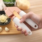 7 pcs kitchen gadget set copper coated stainless steel utensils with soft touch rose gold garlic press pizza cutter