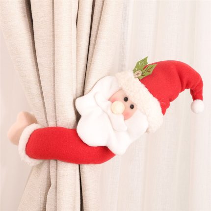 Lovely santa clause snowman curtain buckle christmas decoration for home new year party decor cloth toys table decoration dolls
