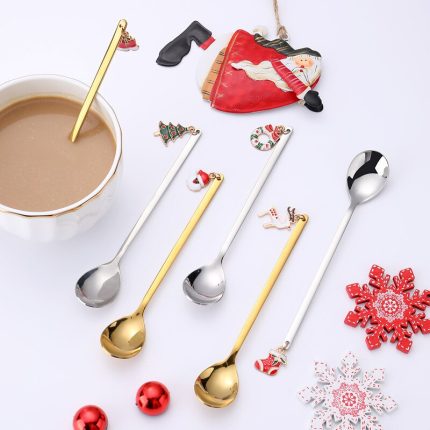 Christmas spoon set with gift box: 6 high-quality stainless steel teaspoons and coffee spoons – perfect tableware for festive christmas gift giving