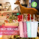 Glittery reusable tumbler for women with straw – 700ml capacity