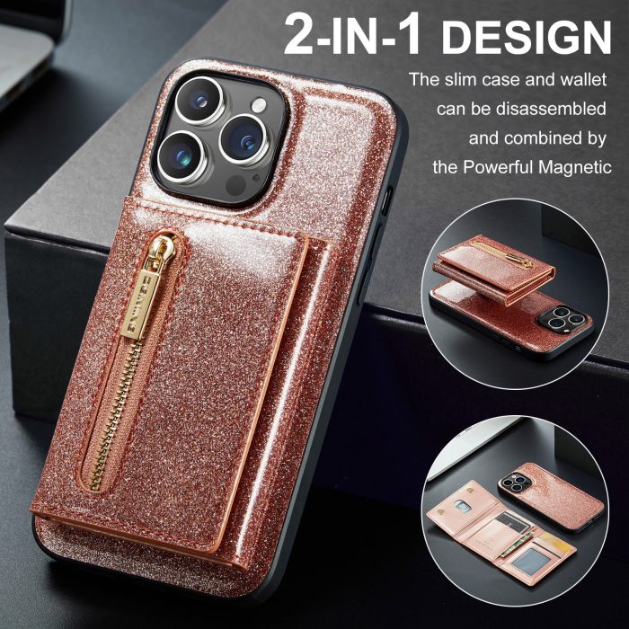 M3 for iphone 14 pro max glitter wallet protective case iphone 14 pro two in one magnetic phone case