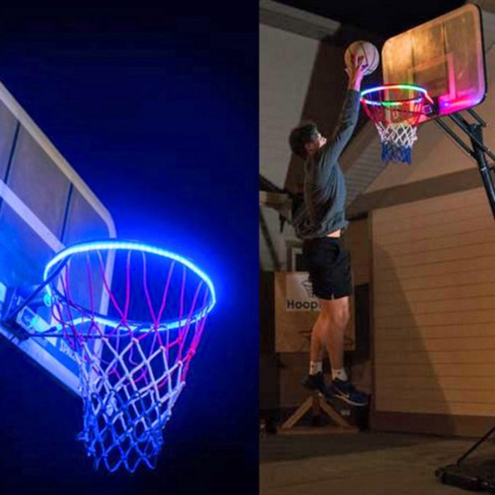 1 pcs led basketball hoop light basketball rim changing  induction lamp shoot hoops solar light playing at night led strip lamp