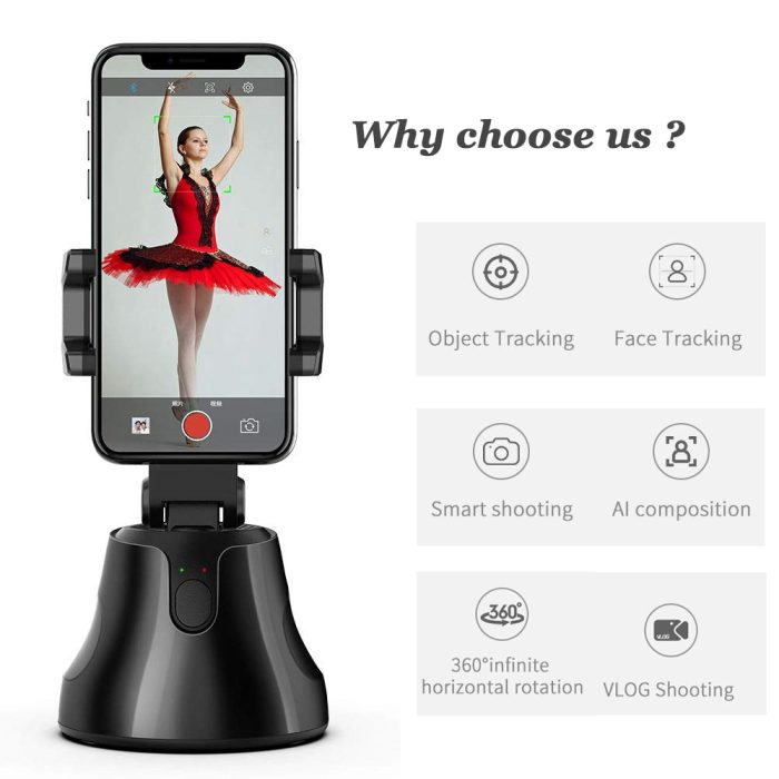 Portable all-in-one auto smart shooting selfie stick ,  360 rotation auto face tracking object tracking vlog camera phone holder