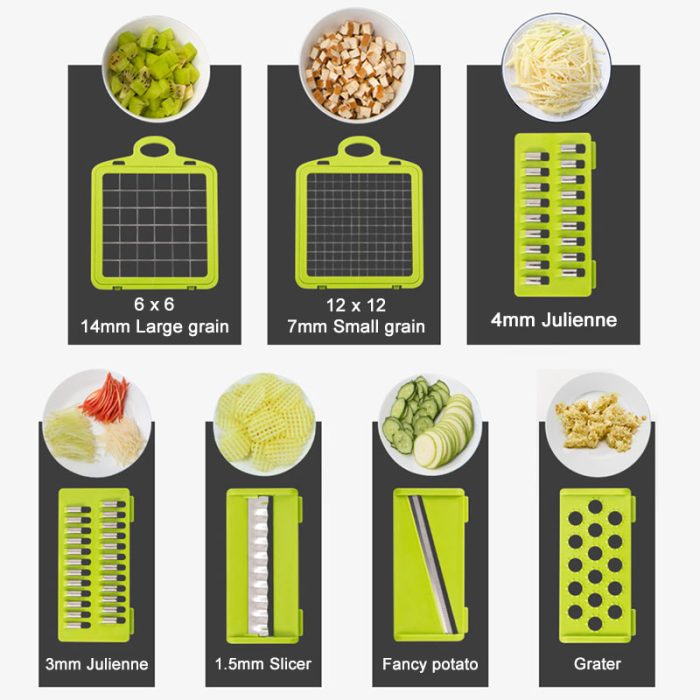 8-in-1 multifunctional vegetable cutter – effortlessly slice and grate vegetables with versatile kitchen gadget