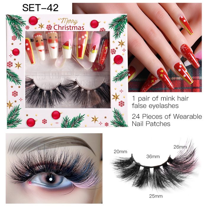Christmas nail enhancement eyelash tool set false eyelash decoration color mink hair beauty tool