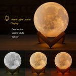 3d print colorful bluetooth msuic moon lamp rechargeable night light for moon light with 3colors 16colors remote decor gift