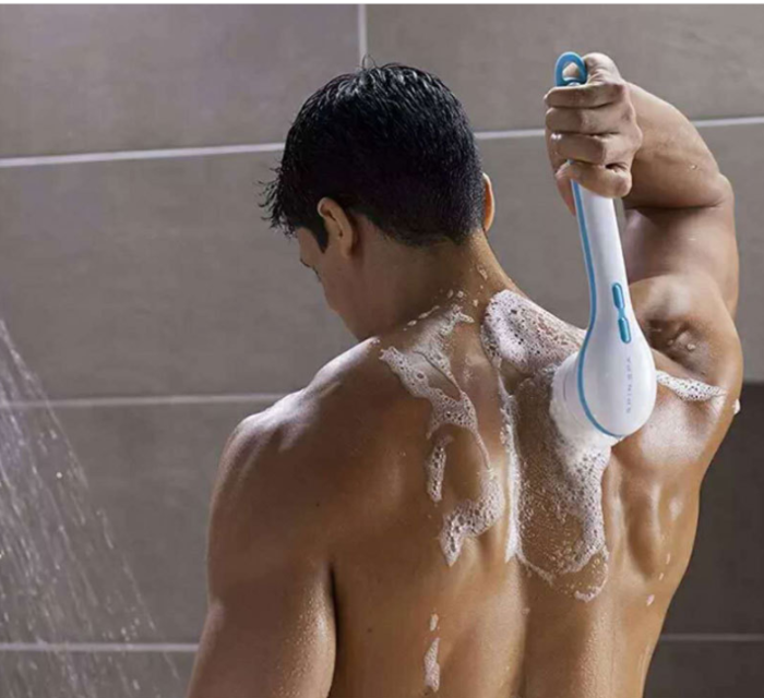 Electric bath brush back body bath shower sponge scrubber brushes with handle exfoliating scrub skin massager exfoliation bathroom brush