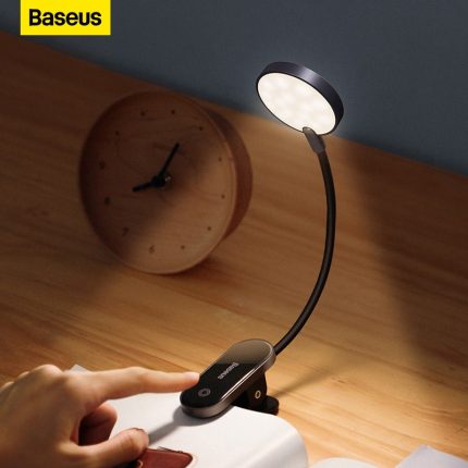 Baseus led clip table lamp – stepless dimmable wireless desk lamp with touch controls, usb rechargeable, and versatile usage as reading light, led night light, or laptop lamp