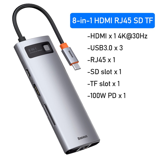 Grey 8in1 HDMI SD