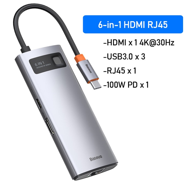 Grey 6in1 HDMI RJ45