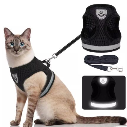 Breathable, escape-proof cat harness and leash set – adjustable, reflective vest for easy control of kittens, puppies, and small dogs