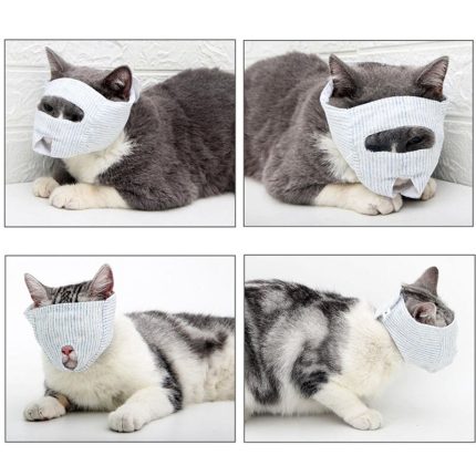 Breathable cat muzzles cotton pet restraint mask for grooming supplies and nail trimming anti bite holder mouth cover bath