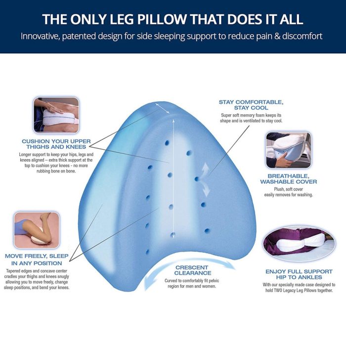 Contour legacy leg pillow foam orthopedic memory knee wedge pillow for sleeping legacy leg pillow