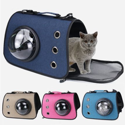 Transparent cat backpack carrier with window – space capsule design for safe and comfortable small dog and cat transport