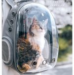 Breathable portable cat carrier backpack for outdoor travel – transparent space capsule design for safe and comfortable pet transport