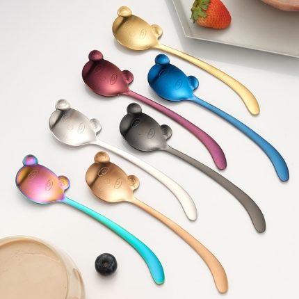 Adorable bear-shaped stainless steel spoon – perfect for coffee, tea, and desserts