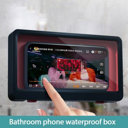Wall mounted phone box waterproof touch screen case mobile phone holder kitchen bathroom phone shell shower sealing storage box