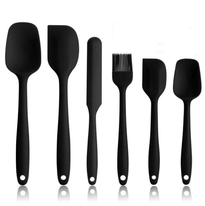 6 pcs spatula sets bpa free silicone scrapers spoon non-stick silica cake bbq heat resistant flexible scraping baking tools