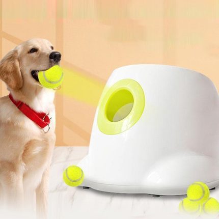 Interactive dog tennis ball launcher – automatic throwing machine with 3/6/9m emission sections, ideal for pet playtime