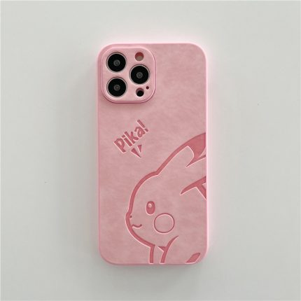Cute pikachu suitable for iphone13pro mobile phone shell leather apple 12mini/xsmax pressed leather 11