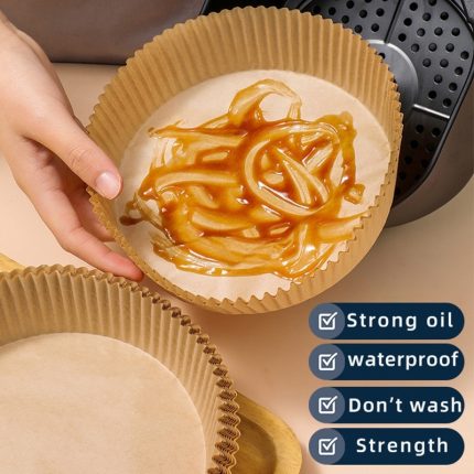 Round silicone air fryer oil-absorbing paper holder with baking paper
