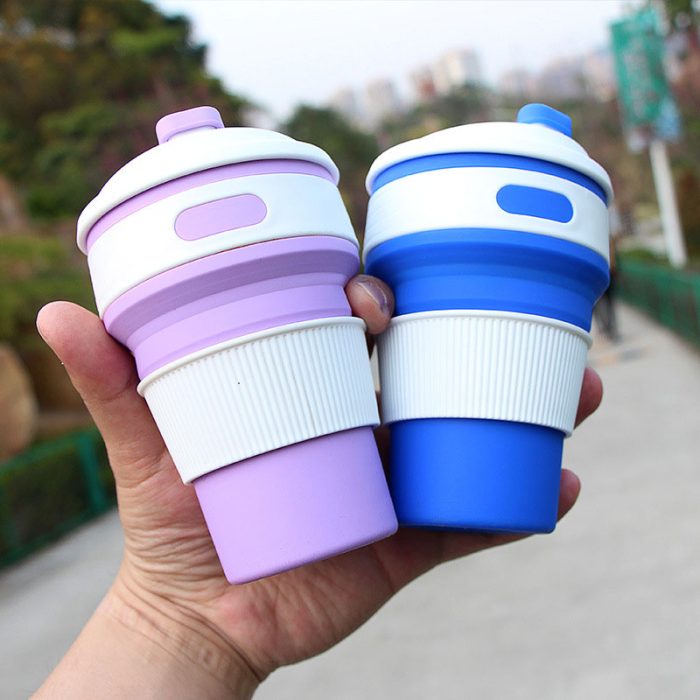 New 350ml folding silicone water cup portable silicone telescopic drinking collapsible coffee cup multi-function fold travel cup