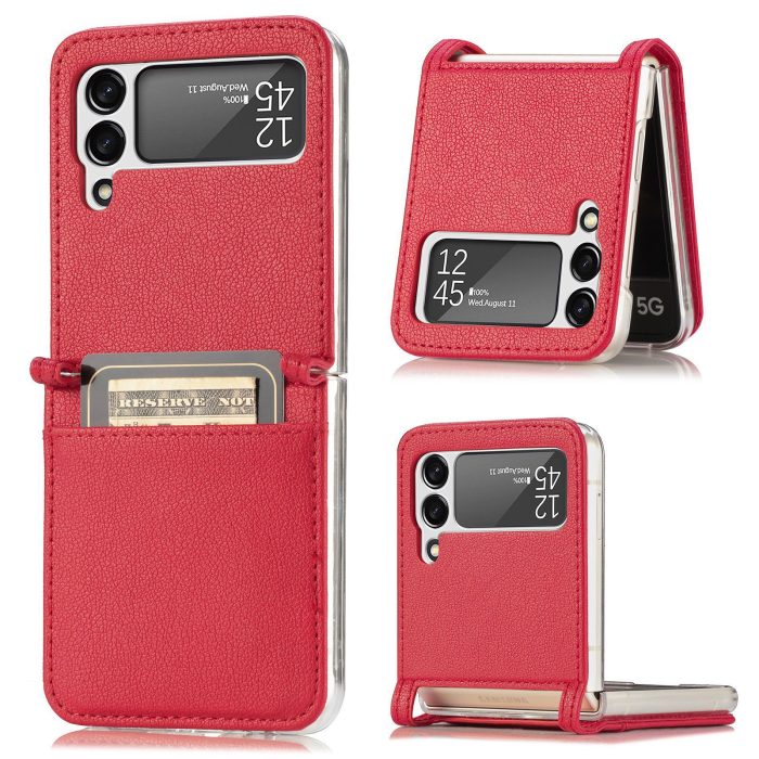 New style for samsung z flip3 phone case all inclusive card leather galaxy z flip3 cover
