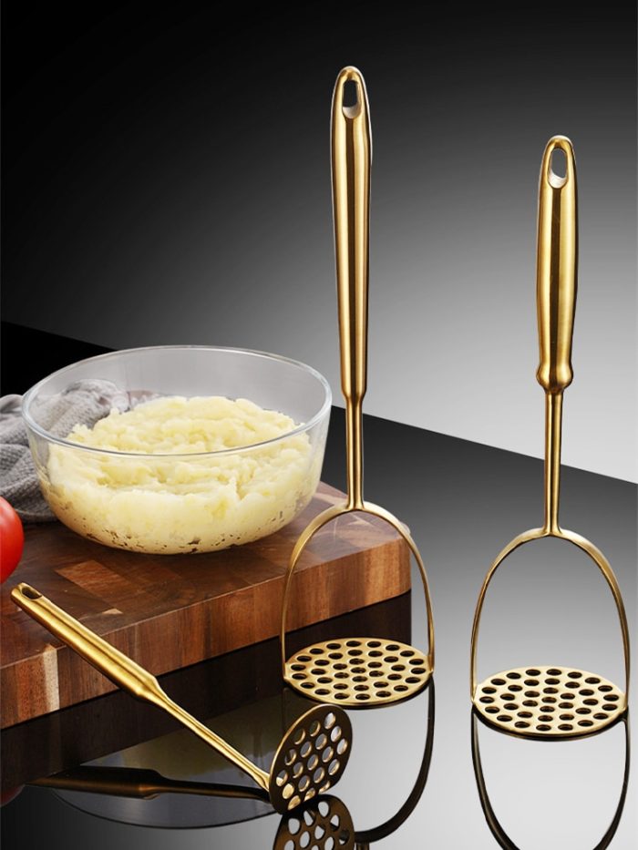 Gold stainless steel potato masher ricer: the perfect tool for smooth, creamy mashed potatoes