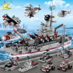 Huiqibao 8-in-1 military ship building blocks set for boys