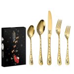 Festive 5pcs stainless steel christmas tableware set – perfect for 2021 holidays
